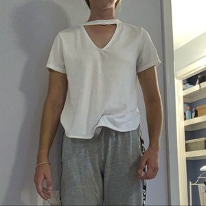 white soft cut out shirt